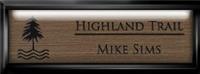 Framed Name Tag: Black Plastic (squared corners) - Deep Bronze and Black Plastic Insert with Epoxy
