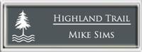 Framed Name Tag: Silver Plastic (squared corners) - Smoke Grey and White Plastic Insert