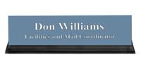 China Blue Plastic Plate with White Text, Black Acrylic Deskplate