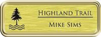 Framed Name Tag: Gold Plastic (rounded corners) - Brushed Gold Metal Insert