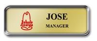 Silver Metal Framed Nametag with Shiny Gold Metal Insert