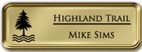 Framed Name Tag: Gold Metal (rounded corners) - Shiny Gold and Black Plastic Insert with Epoxy