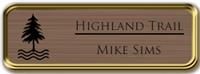 Framed Name Tag: Gold Metal (rounded corners) - Brushed Copper and Black Plastic Insert with Epoxy