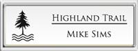 Framed Name Tag: Silver Plastic (squared corners) - White Metal Insert