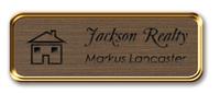 Framed Name Tag: Rose Gold Metal (rounded corners) - Deep Bronze and Black Plastic Insert with Epoxy