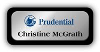 Metal Name Tag: Shiny Silver Metal Name Tag with a Black Plastic Border