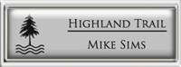 Framed Name Tag: Silver Plastic (squared corners) - Smooth Silver and Black Plastic Insert with Epoxy