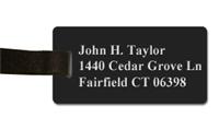 Smooth Plastic Luggage Tag: Black with Silver - LM922-413
