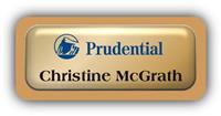 Metal Name Tag: Shiny Gold Metal Name Tag with a Gold Plastic Border and Epoxy