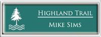 Framed Name Tag: Silver Plastic (squared corners) - Celadon Green and White Plastic Insert