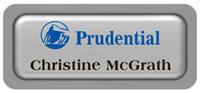 Metal Name Tag: Brushed Silver Metal Name Tag with a Grey Plastic Border and Epoxy