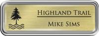 Framed Name Tag: Silver Plastic (rounded corners) - Euro Gold and Black Plastic Insert with Epoxy