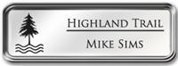 Framed Name Tag: Silver Metal (rounded corners) - White and Black Plastic Insert with Epoxy
