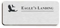 Blank Smooth Plastic Name Tag with Logo: Brushed Aluminum and Black - LM922-354