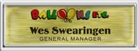 Silver Epoxy Squared Frame Name Tag with a Brushed Gold Metal Insert