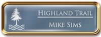 Framed Name Tag: Rose Gold Metal (rounded corners) - China Blue and White Plastic Insert with Epoxy