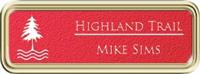 Framed Name Tag: Gold Plastic (rounded corners) - Pimento and White Textured Plastic Insert