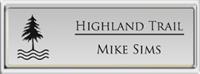  Framed Name Tag: Silver Plastic (squared corners) - Shiny Silver Metal Insert