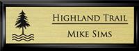 Framed Name Tag: Black Plastic (squared corners) - Shiny Gold and Black Plastic Insert