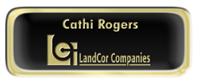 Metal Name Tag: Black and Gold with Epoxy and Shiny Gold Metal Border