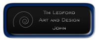 Metal Name Tag: Black and Silver with Epoxy and Blue Metal Border