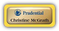 Metal Name Tag: Shiny Gold Metal Name Tag with a Yellow Plastic Border and Epoxy