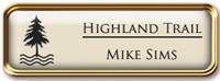 Framed Name Tag: Rose Gold Metal (rounded corners) - Almond and Black Plastic Insert with Epoxy