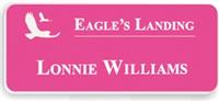 Smooth Plastic Name Tag: Ribbon Pink with White - LM922-662