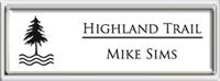 Framed Name Tag: Silver Plastic (squared corners) - White and Black Plastic Insert