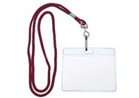 Burgundy Round Woven Lanyard with Name Badge Holder Sleeve