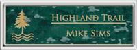 Framed Name Tag: Silver Plastic (squared corners) - Verde and Gold Plastic Insert