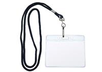Black Round Woven Lanyard with Name Badge Holder Sleeve