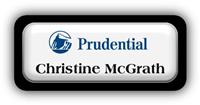 Metal Name Tag: White Metal Name Tag with a Black Plastic Border and Epoxy