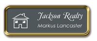 Gold Metal Framed Nametag with Smoke Grey and White