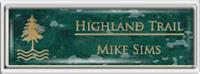 Framed Name Tag: Silver Plastic (squared corners) - Verde and Gold Plastic Insert with Epoxy