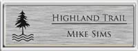  Framed Name Tag: Silver Plastic (squared corners) - Brushed Silver Metal Insert