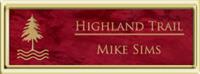 Framed Name Tag: Gold Plastic (squared corners) - Port Wine and Gold Plastic Insert