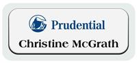 Metal Name Tag: White Metal Name Tag with Light Grey Plastic Border