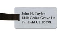 Smooth Plastic Luggage Tag: Brushed Aluminum with Black - LM922-354