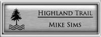 Framed Name Tag: Silver Plastic (squared corners) - Brushed Aluminum and Black Plastic Insert with Epoxy