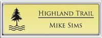  Framed Name Tag: Silver Plastic (squared corners) - Shiny Gold Metal Insert