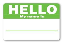 Sticker Hello My Name is Green Name Tags
