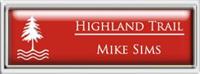 Framed Name Tag: Silver Plastic (squared corners) - Crimson and White Plastic Insert with Epoxy
