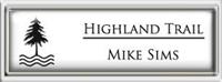 Framed Name Tag: Silver Plastic (squared corners) - White and Black Plastic Insert with Epoxy
