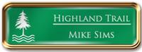 Framed Name Tag: Rose Gold Metal (rounded corners) - Kelley Green and White Plastic Insert with Epoxy