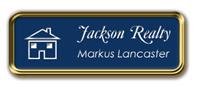 Gold Metal Framed Nametag with Patriot Blue and White