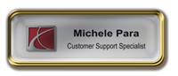 Gold Metal Framed Epoxy Nametag with Shiny Silver Metal Insert