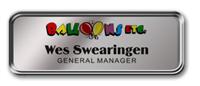 Silver Metal Framed Nametag with Shiny Silver Metal Insert