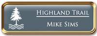 Framed Name Tag: Rose Gold Metal (rounded corners) - Smoke Grey and White Plastic Insert with Epoxy