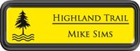 Framed Name Tag: Black Plastic (rounded corners) - Canary Yellow and Black Plastic Insert